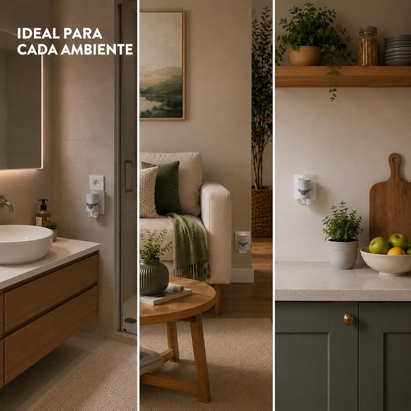 Ambientador Eléctrico - Aparato difusor inteligente con tecnología Anti-Fading + 3 Recambios con aroma a Lavanda, infusionado con 2 veces más aceites esenciales