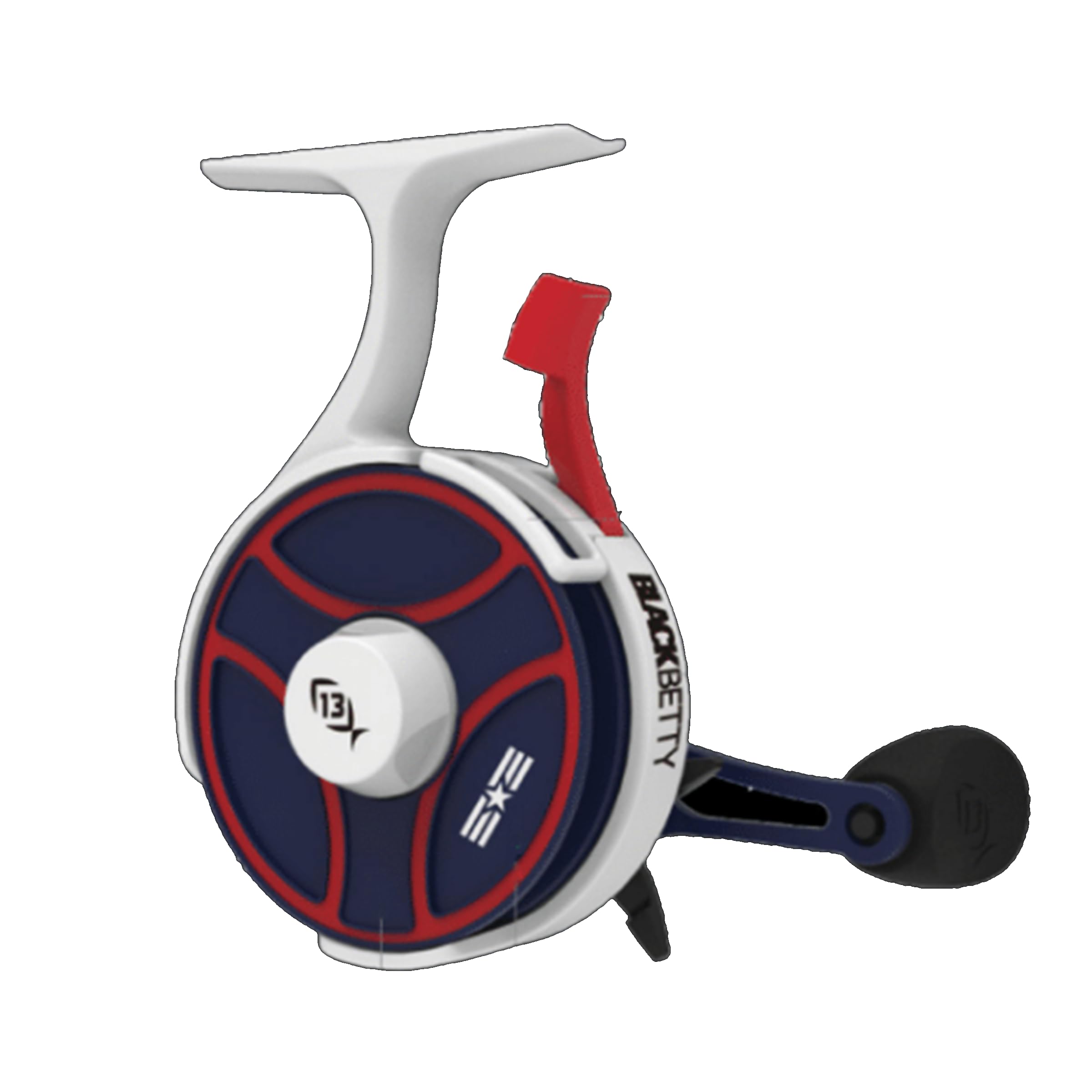 Photo 1 of 13 Fishing - Freefall Ghost Maverick - Inline Ice Fishing Reel - Red, White & Blue Color - Right Hand Retrieve - BBFFGWUSA-2.5-RH