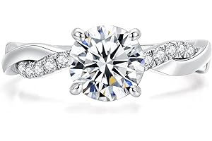 IMOLOVE Moissanite Wedding Engagement Ring for Women Twisted Rope Wedding Rings for Women Moissanite Rings for Women 1-2CT D Color VVS1 Clarity Promise Ring for Her with 18K Gold plated Size 4-11