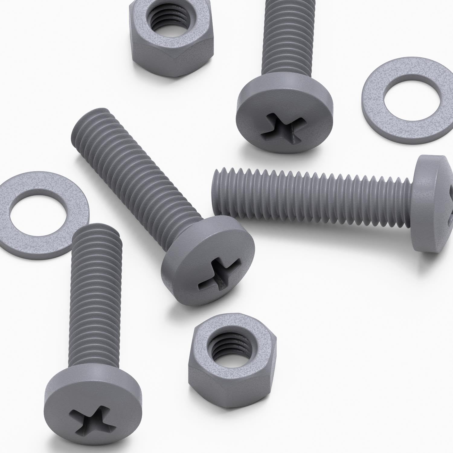 20 x Grey Pan Head Screws Polypropylene (PP) Plastic Nuts and Bolts, Washers, M5 x 20mm, Anti-Corrosion, Chemical Resistant, Electrical Insulator, Gray
