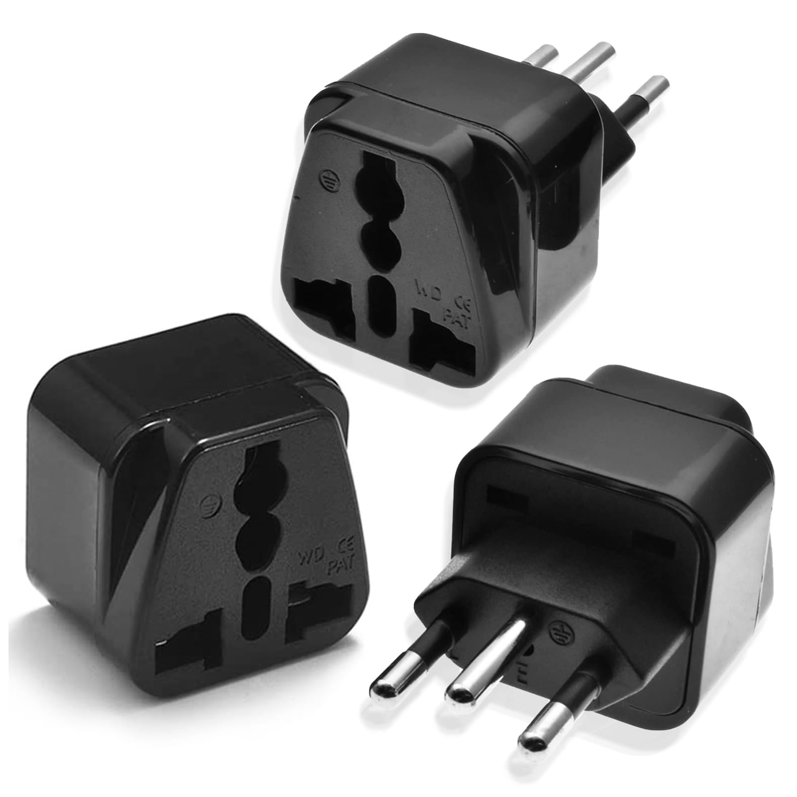3-Pack UK to Switzerland Plug Adapters, Switzerland Swiss Plug Adaptor, Swiss Travel Adapter 3 Pin Grounded International Universal for Swiss, Jordan, Liechtenstein, Madagascar, Rwanda (Type J-Black)