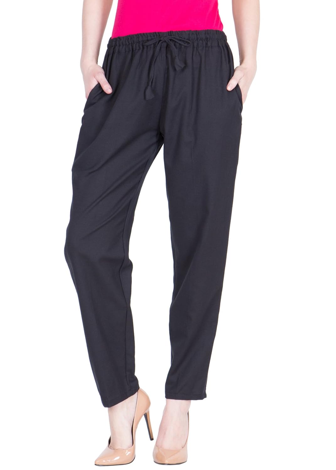 lujoso solid regular fit cotton palazzo pant for women's