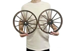 linsuo Wood Wagon Wheel,Western Party Decorations for Bar, Garage, Coffee Shop, Studio Cowboy Party Decorations, Home Garden Decor (12 inch 2 Pieces)