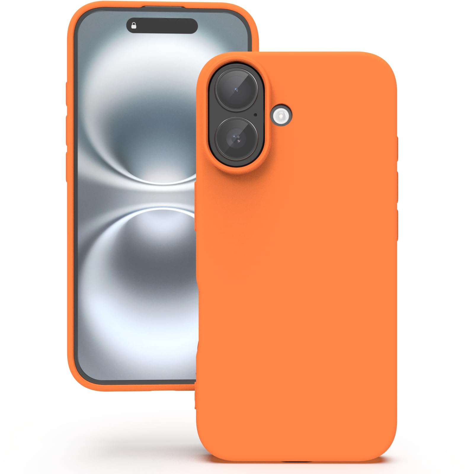 YATWIN Silicone Case for iPhone 16 Plus, Soft-Touch, Shockproof, DustProof, Antiskid Full Body Armour Phone Cover for Apple iPhone 16 Plus - Orange