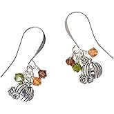 Designed By Stacey Handmade Tiny Pumpkin Earrings, Fall Colors Dangly Drops, Silver Plated Ear Wires, Jewelry Gifts for Women, October Birthday, Anniversary, Wedding, Halloween, Autumn