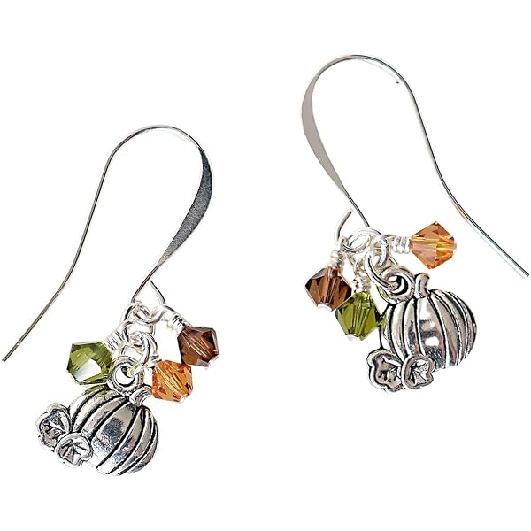 Pumpkin Dangle Necklace & Earrings Set For Women - Gold Plated Cubic Zirconia Jewelry Gift