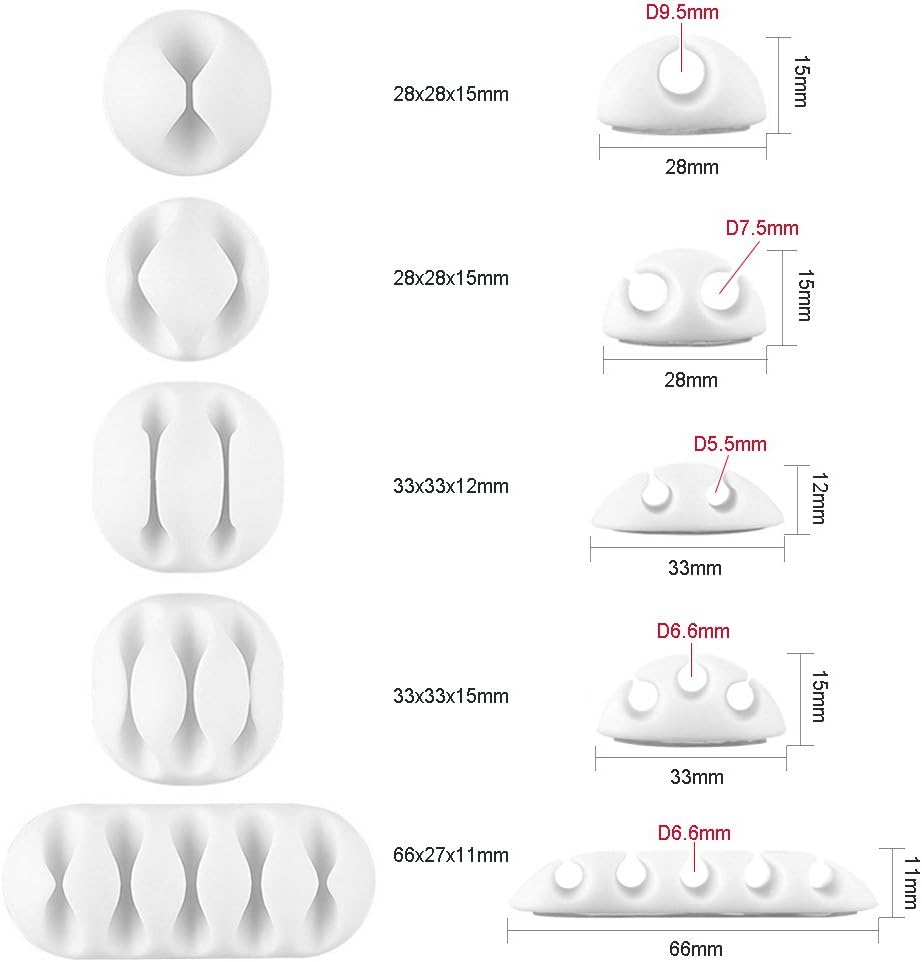 White Cable Tidy Clips, U-horizon 10 Pack Long Lasting Cable Drop Organizer, Cord Management System, Desktop Wire Holder - Image 5
