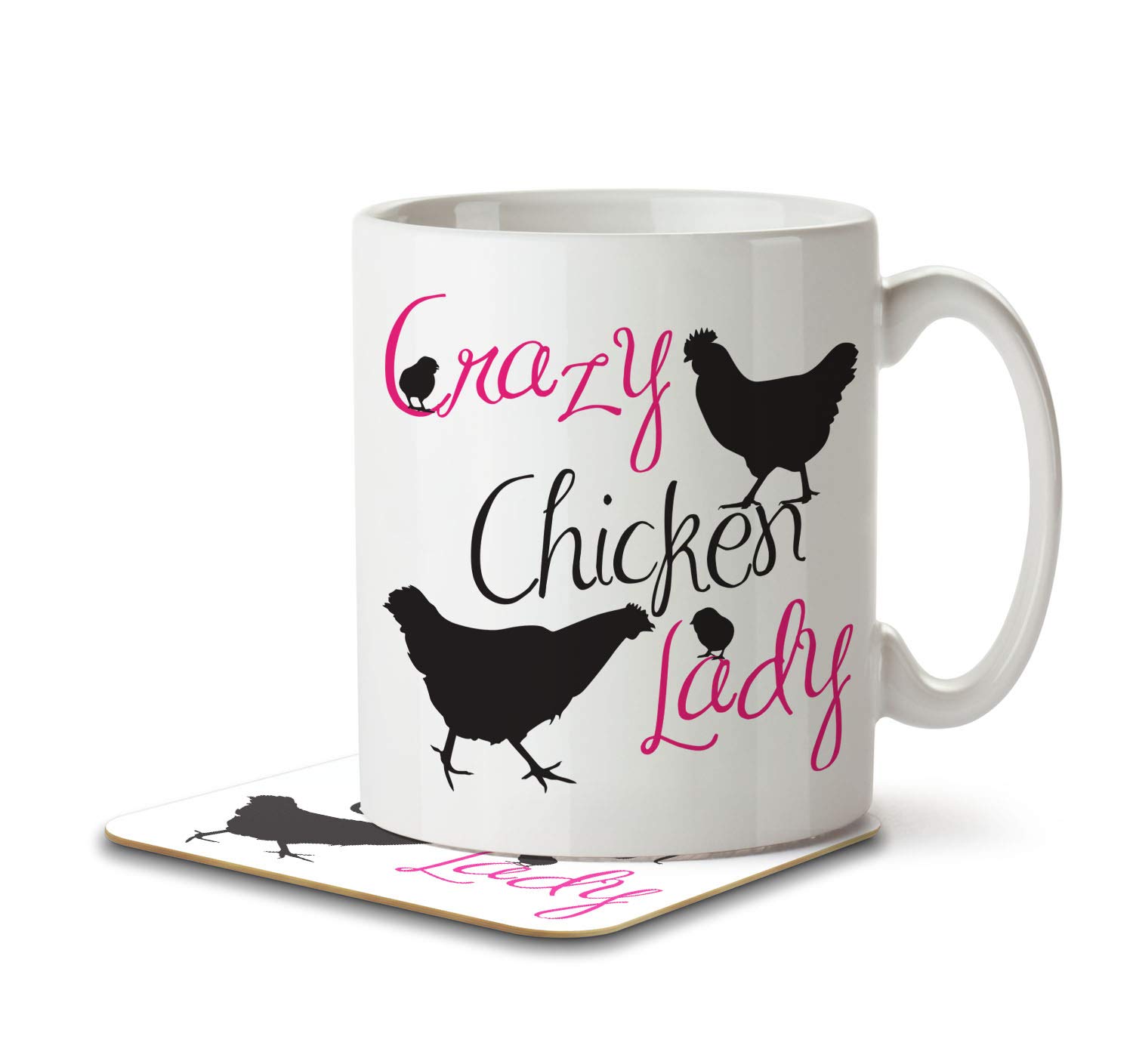 Crazy Chicken Lady - Mug and Coaster by Inky Penguin