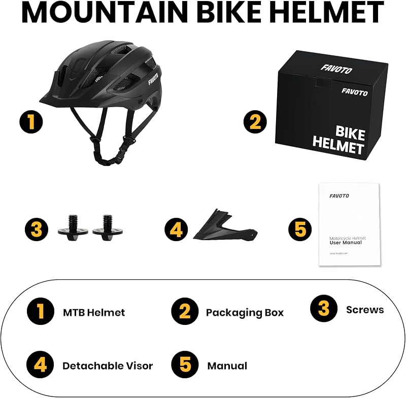 Casque Vélo VTT avec Visière Amovible, Léger pour Homme