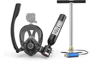 HOUVAN Mini Scuba Tank with Snorkel Mask 0.5L Inflatable Diving Tank with Full Face Diving Mask Pony Bottle Backup Diving Air Tank Suits for Recreational Snorkeling Shallow Diving