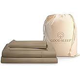 Good Sleep Bedding 100% Egyptian Cotton Queen Sheet Set - 4 Pc, Sheet Set Queen Size, Long Staple Cotton Bed Sheets Queen Set, Luxury Sateen Weave, Queen Deep Pocket Sheet Set 16" - Taupe