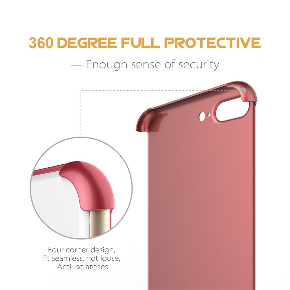 iphone 7 Plus Case,Egrace Full Body Coverage Protection Case, Ultra Thin Hybrid Case Cover with Tempered Glass Screen Protector for iphone 7 Plus (5.5 inch) (Red)