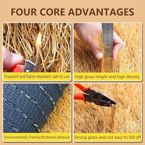 Synthetic Thatch Grass Roof, Commercial Art DIY Craft, Palapa Thatch Roof, Yellow Artificial Mexican Straw Roll, Palapa Thatch Roof (3.28ft*65.6ft(1m*20m))