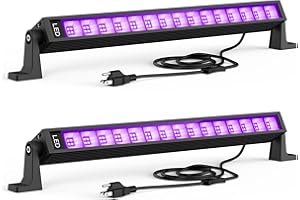 Atfoyer 2PCS 42W LED Black Light Bar, Black Lights for Glow Party, Blacklight with Plug&Switch, Each Light Up 21x21 Sq.ft Area, Glow Light for Halloween, Body Paint, Bedroom, Classroom, Stage Lighting