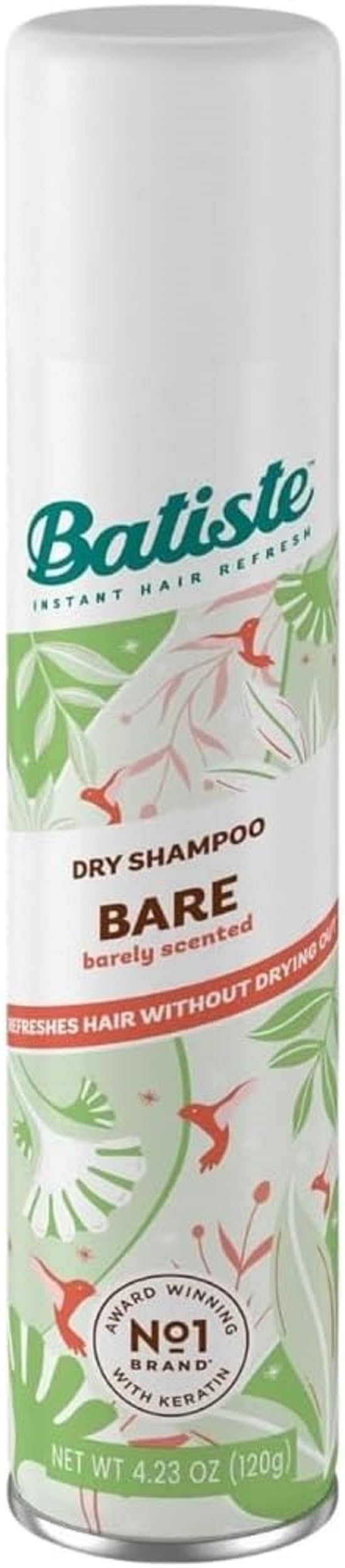 Batiste Dry Shampoo in Bare 200ml, Barely Scented Light Fragrance, No Rinse Spray to Refresh Hair in Between Washes