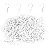 RELBRO 1/2 Inch Small Screw Hooks, Mini Metal Twist in Hooks, White, 100 Pcs