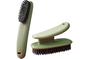 GANGANMAX Household Small Scrub Brushes Laundry Cleaning Board Brush Easy Grip Shoe Brush Soft Bristle Brush Household Cleaning Clothes Shoes Scrubbing Cleaning Supplies for Stains 2 Pack (Green)