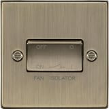 Knightsbridge Fan Isolator Switch 10A Square Edge Antique Brass view 1