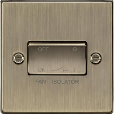 Knightsbridge Fan Isolator Switch 10A Square Edge Antique Brass