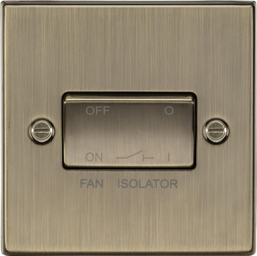 Fan Isolator Switch 10A - Square Edge Antique Brass
