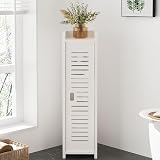 Dripex 4 Tier Narrow Floor Cabinet White PVC Slim 18W x 20D x 80H cm