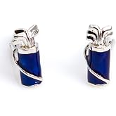 MRCUFF Golf Clubs &amp; Bag Golfer Blue Cufflinks in Presentation Gift Box &amp; Polishing Cloth