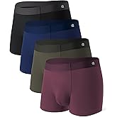 DAVID ARCHY Men's Underwear Trunks Modal Support Pouch Ultra Soft Breathable Seamless Underwear for Men 4 Pack
