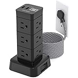 10Ft Surge Protector Power Strip Tower, 12 Outlets