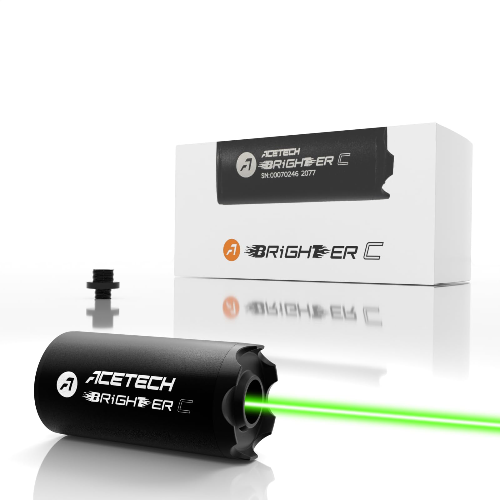 ACETECH Airsoft Tracer Unit Brighter C 14mm CCW Negative Thread M14- to M11+ Adaptor Glow in The Dark Green Gel BBs LED Beam Flare Lighting Effect