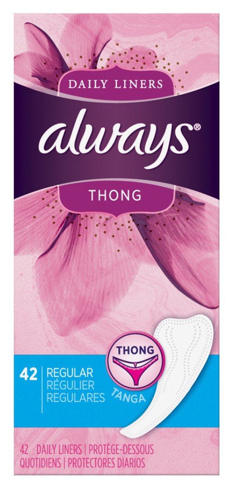 Always Dailies Liners Thong Mini-Slip 42 Count (2 Pack)