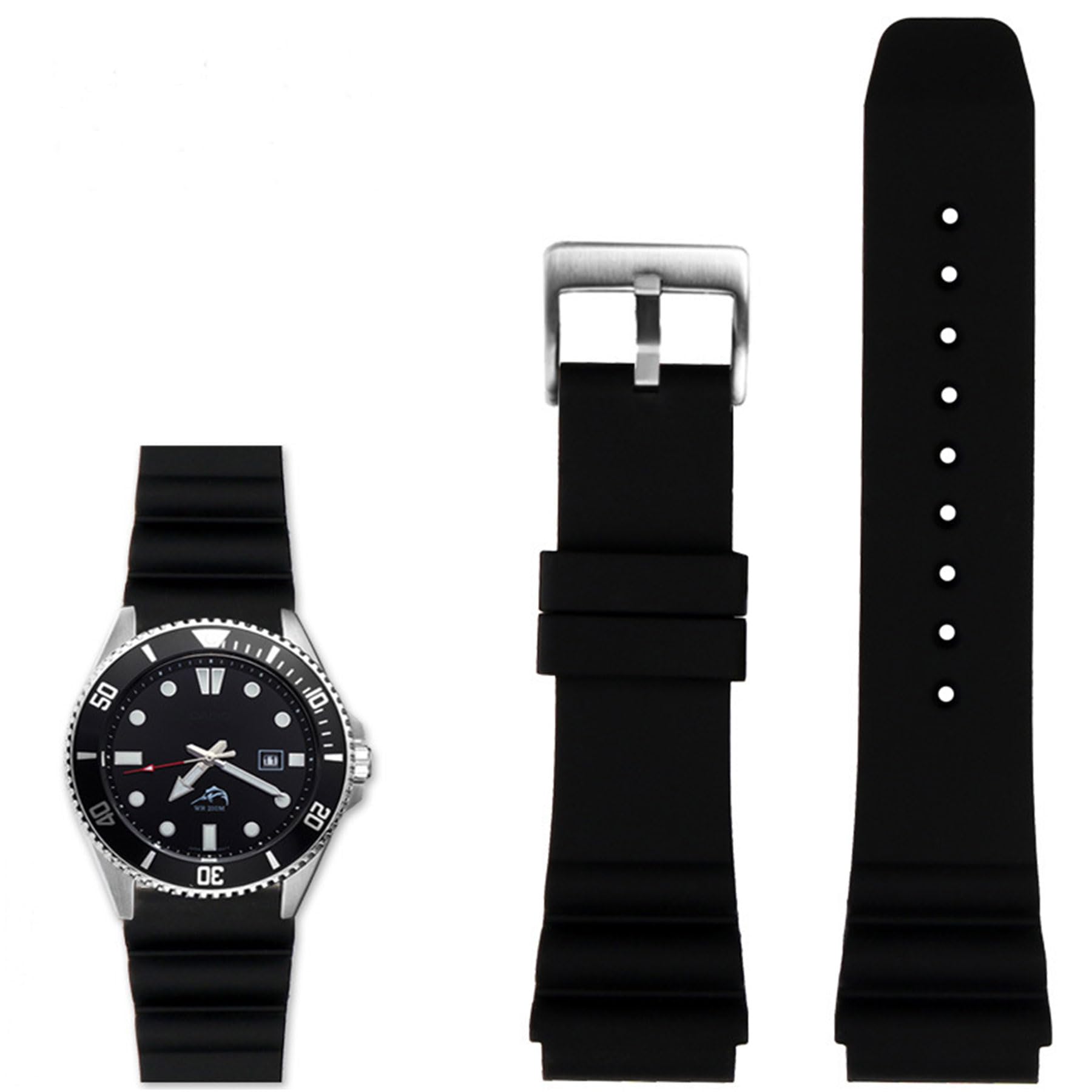 Photo 1 of Soft Silicone Strap Compatible with Casio MDV106-1AV/MTP-VD01 Straps?22 mm Watch Band for Men's Casio MDV-106 Series Replacement (black silicone strap)