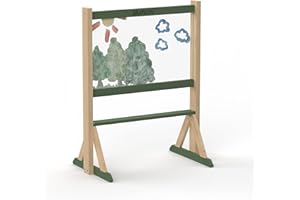 Plum Play Outdoor and Indoor Easel for Kids with Dual Sided Easy Wipe Screen and Storage Shelf, Learning Toys for Toddlers, W