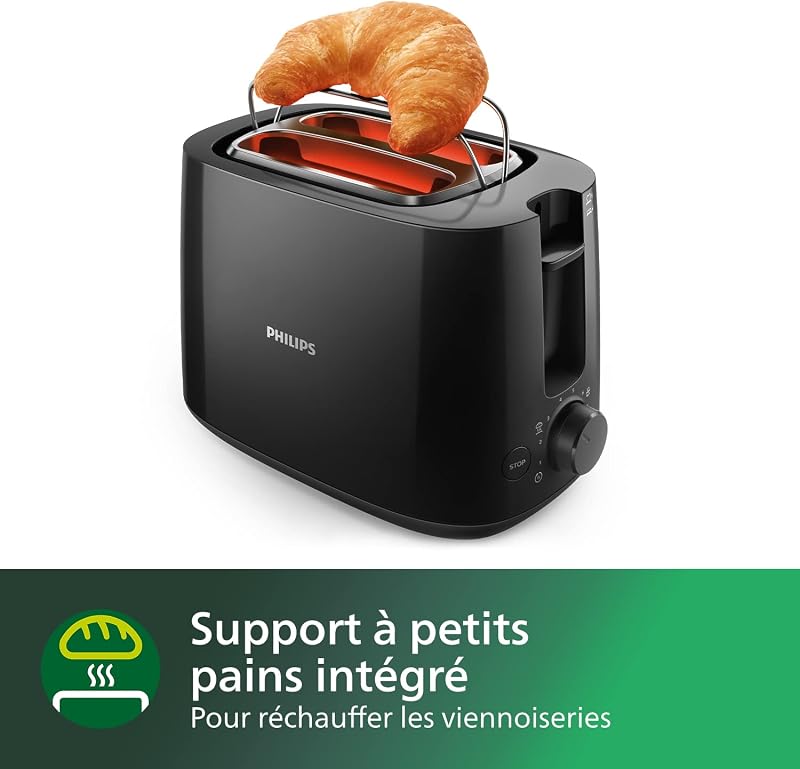 Grille-pain Daily, 2 fentes larges, 8 réglages, 830W, Noir — photo 6 sur 7