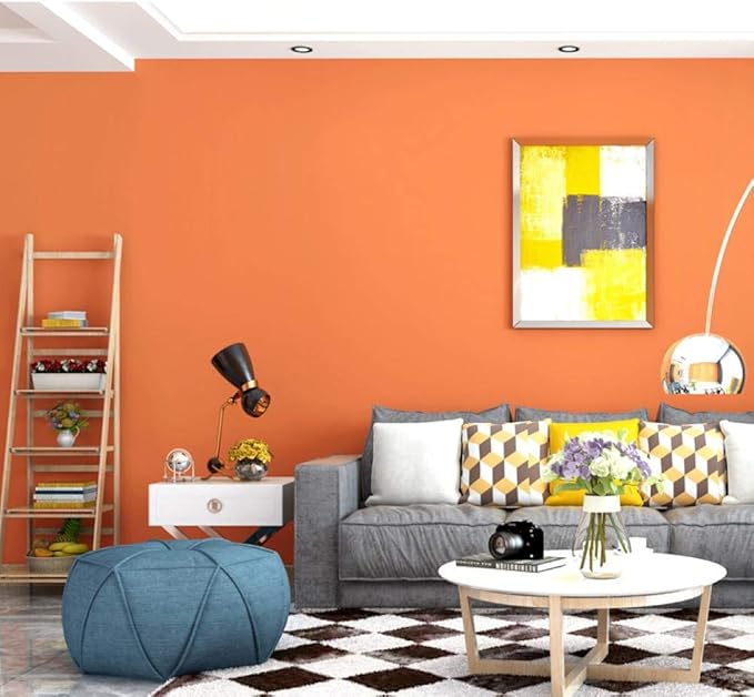 Papel Pintado Liso Minimalista Moderno Anaranjado Del Dormitorio De La