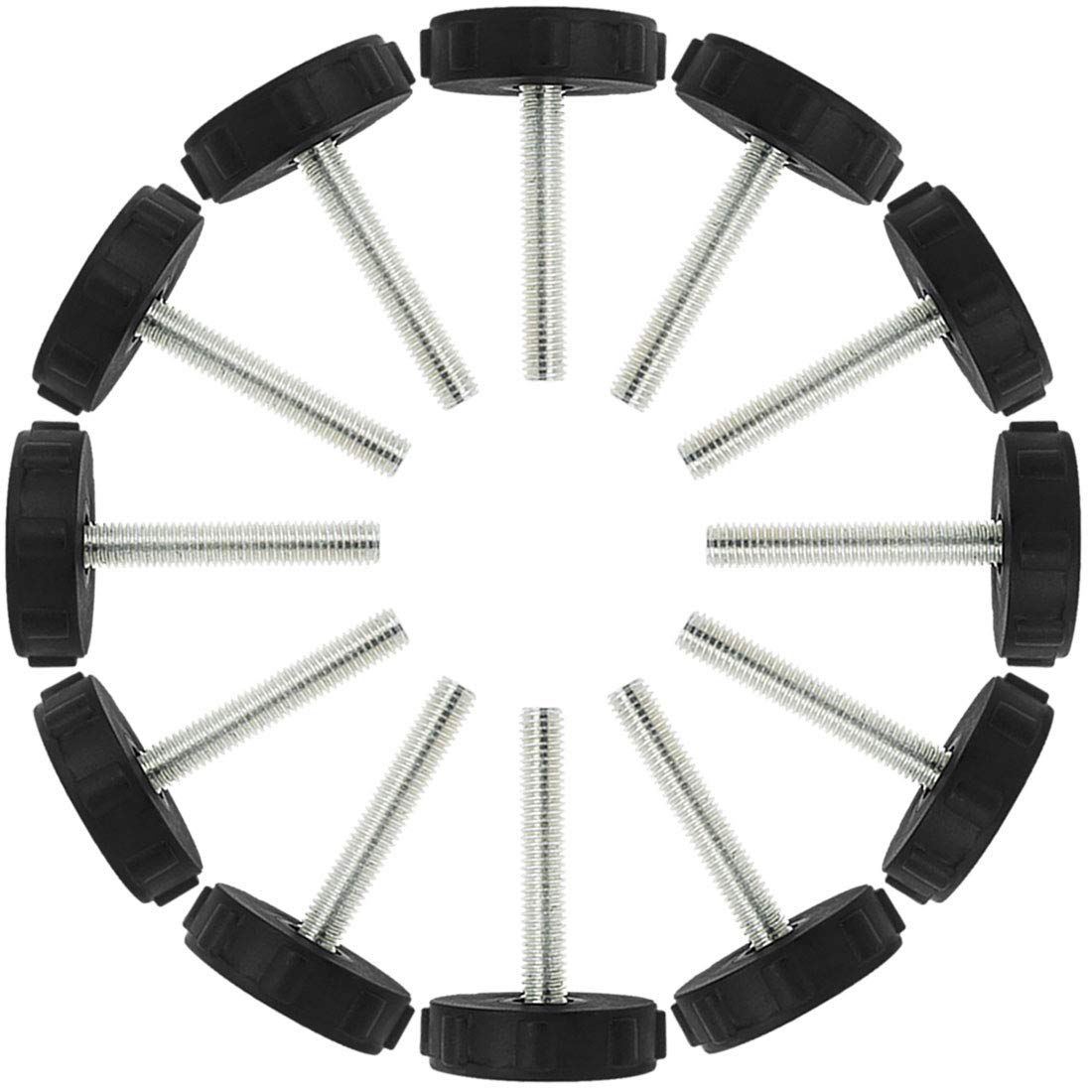 Sourcingmap M8 x 50 x 40mm Furniture Glide Leveling Feet Adjustable Leveler Floor Protector for Furniture Table Leg 12 Pack