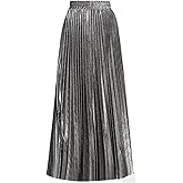 CLARA Women High Waist Mesh Maxi Skirt See-Through Beach Long Tulle Skirt Bodysuit Cover-Up (00300Silver(L))