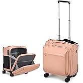 Hanke 16 Inch Underseat Carry On Luggage with Wheels Small Suitcase Softside Luggage Bags for Travel Lightweight Suitcases with Wheels Travel Luggage Personal Item for Men and Women(Pink)