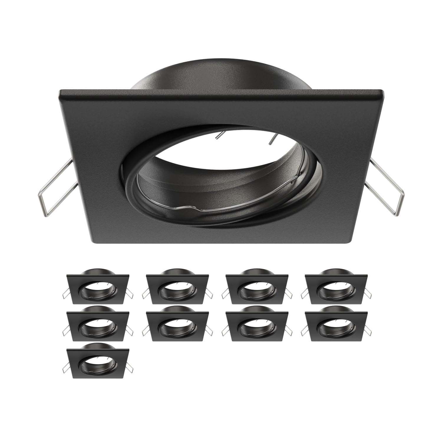 ledscom.de 10 Pieces Ceiling mounting Frame RIR, Angular, swivelling, Black matt