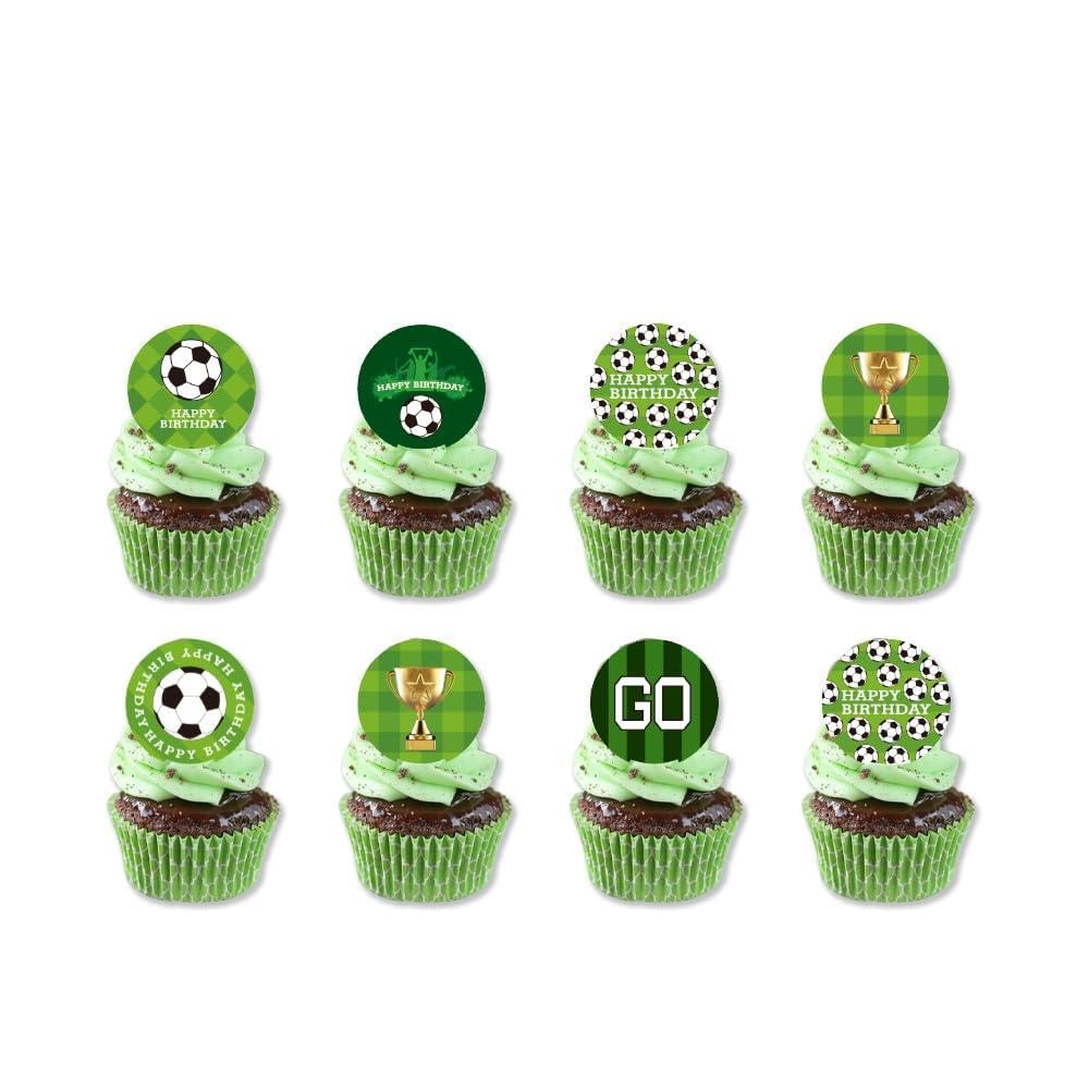 Football Cake Topper Decorations Set - 1 Large & 24 Small Football Cake Toppers for Birthday Party, Football Birthday Decorations for Boys Men Father's Day