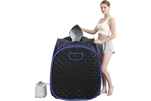Smartmak Portable Sauna Kit, one Person Full Body at Home Spa Hat Tent, Include 2L Steamer with Remote Control for Detox US Plug- Black