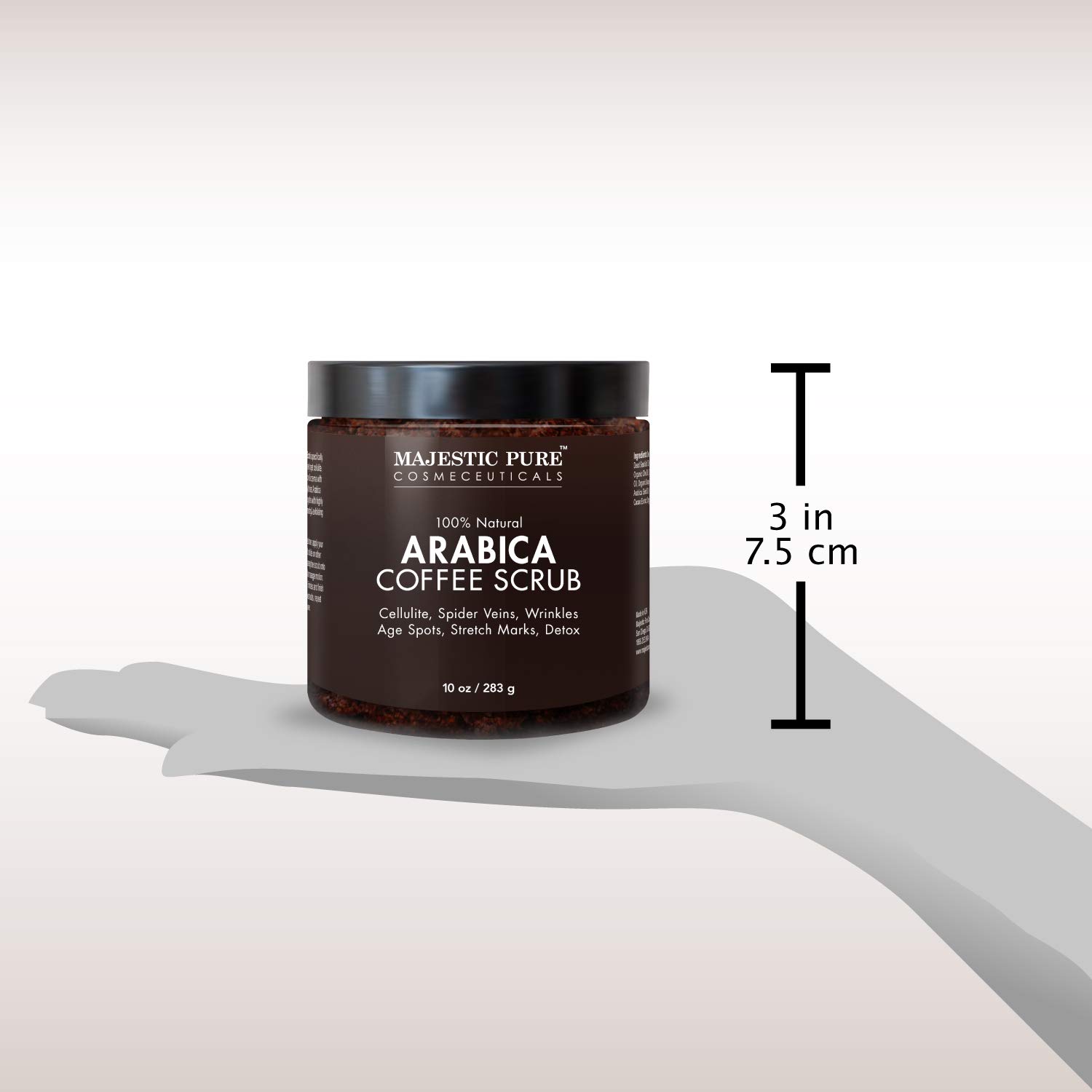 Majestic Pure Arabica Coffee Scrub - All Natural Body Scrub for Skin Care, Stretch Marks, Acne & Cellulite, Reduce the Look of Spider Veins, Eczema, Age Spots & Varicose Veins - 10 Ounces : Beauty