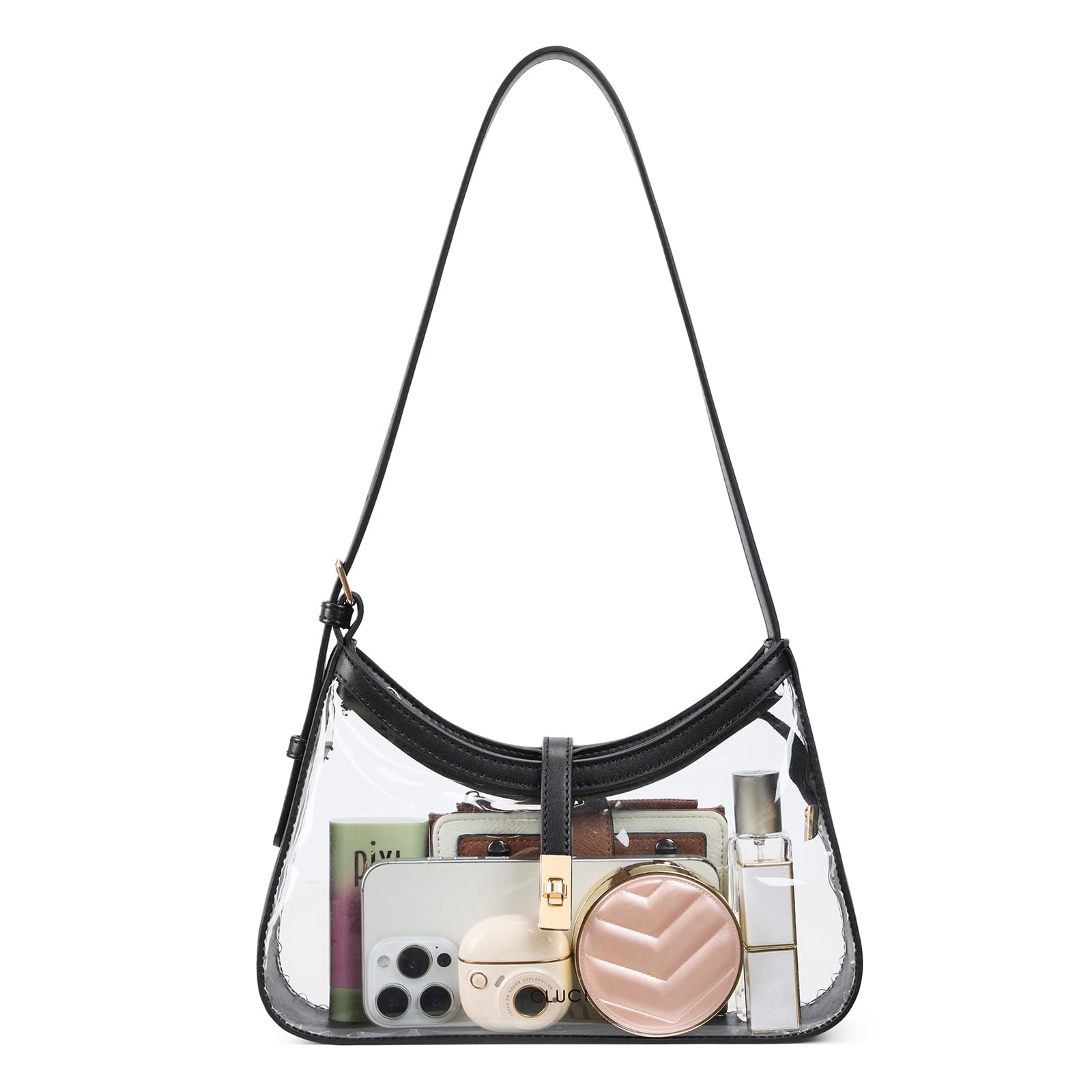 Photo 1 of CLUCI Shoulder Bag for Women, Clear Bags for Stadium Events, Handbag Hobo Clear Purses for Women, Vegan Leather Crossbody Purse with Adjustable Strap
