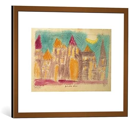kunst für alle Bild mit Bilder-Rahmen: Lyonel Feininger Beleuchtete Häuser 1921' - dekorativer Kunstdruck, hochwertig gerahmt