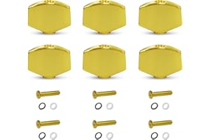 MAXCHEER 6PCS Metal Big Square Shape Guitar Tuning Peg Tuners Machine Head Replacemen Buttons knob Handle Tip (Gold)