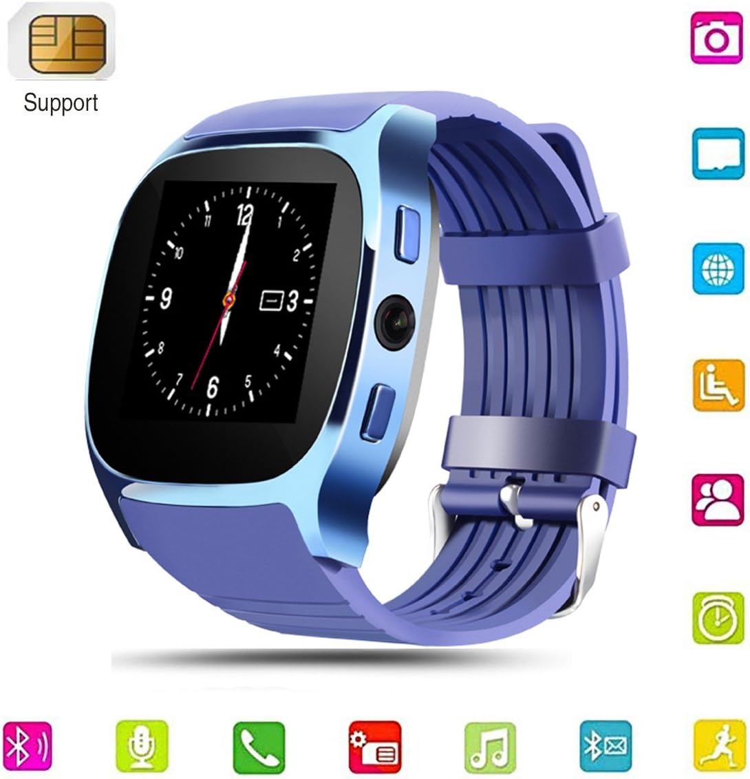 Smart Watch for Android,Blueteeth Touchscreen Watch Cell Phone with Camera Sim Card Slot,Smart Wrist Watch,Smartwatch Phone for Men,Women,Kids (Blue 1)