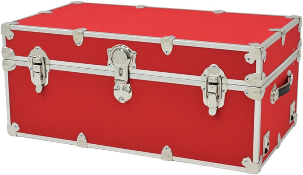 Rhino Sticker College & Camp Trunk with Wheels & Tray - 32" L x 18" W x 14" H - Red