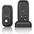 PANDAAR Wireless Intercom Doorbell,1000ft Range Two-Way Communication System for Home Use,Doorbell Intercom 4 Volume Levels,Rechargeable Battery,Waterproof,Doorbells for Home Classroom (Black)
