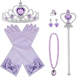 Vicloon Elsa Dress Up Accessories Set of 9 Purple Crown Gloves Wand Jewelry