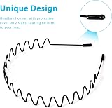 Hanyousheng Pack of 3 Metal Hair Bands Black Wave Headband Unisex view 5