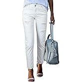 EVALESS Women's High Waisted Tummy Control Straight Ankle Ripped Jeans